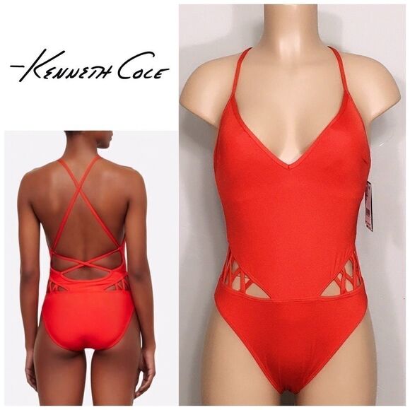 New. Kenneth Cole plunge swimsuit. - Picture 1 of 7